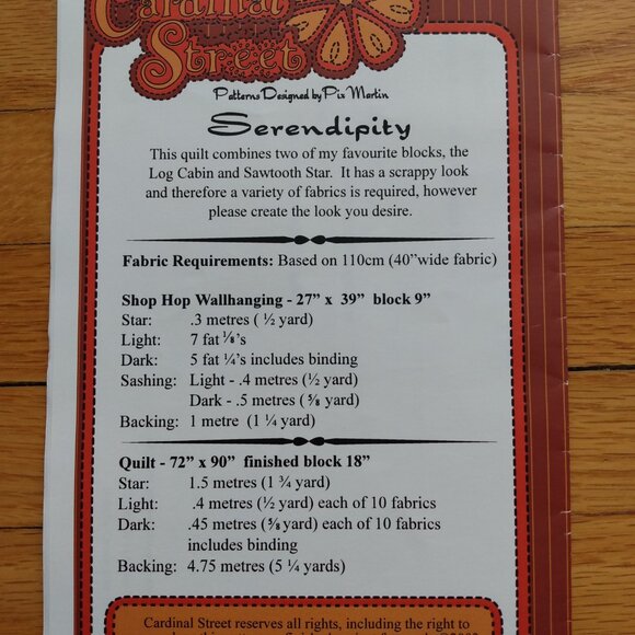 Quilt Sewing Pattern Wall 72"x90" and 27"x39" Log Cabin SawTooth Star - Picture 4 of 7